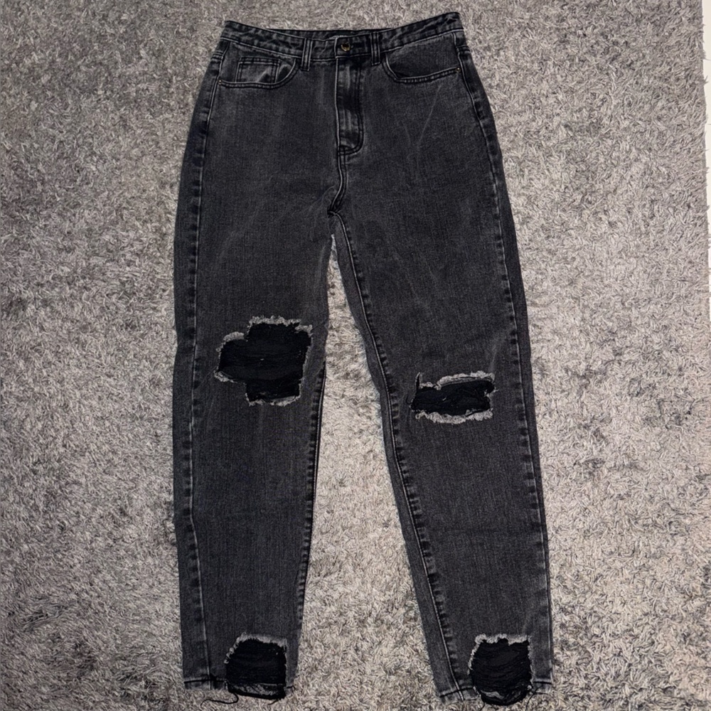 PrettyLittleThing Tall Black Ripped Jeans